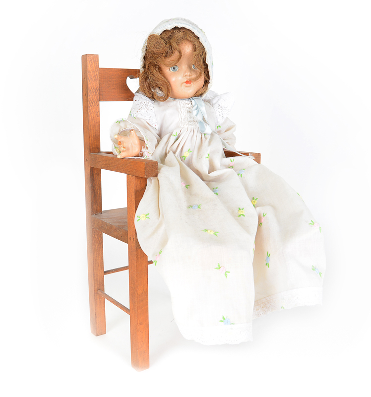 Vintage Doll with Chair
