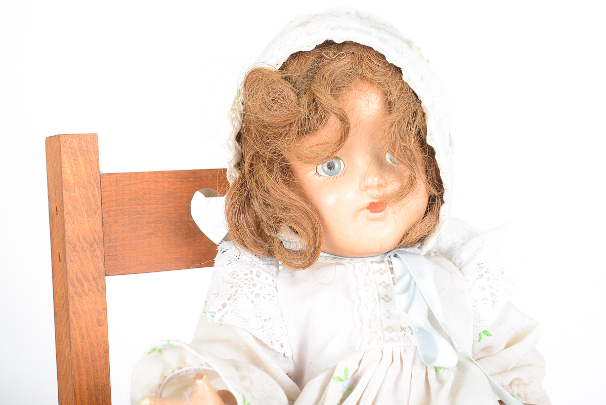 Vintage Doll with Chair