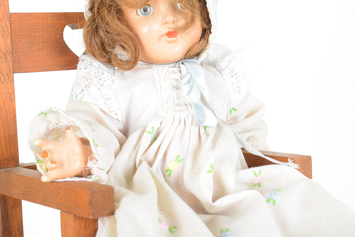 Vintage Doll with Chair