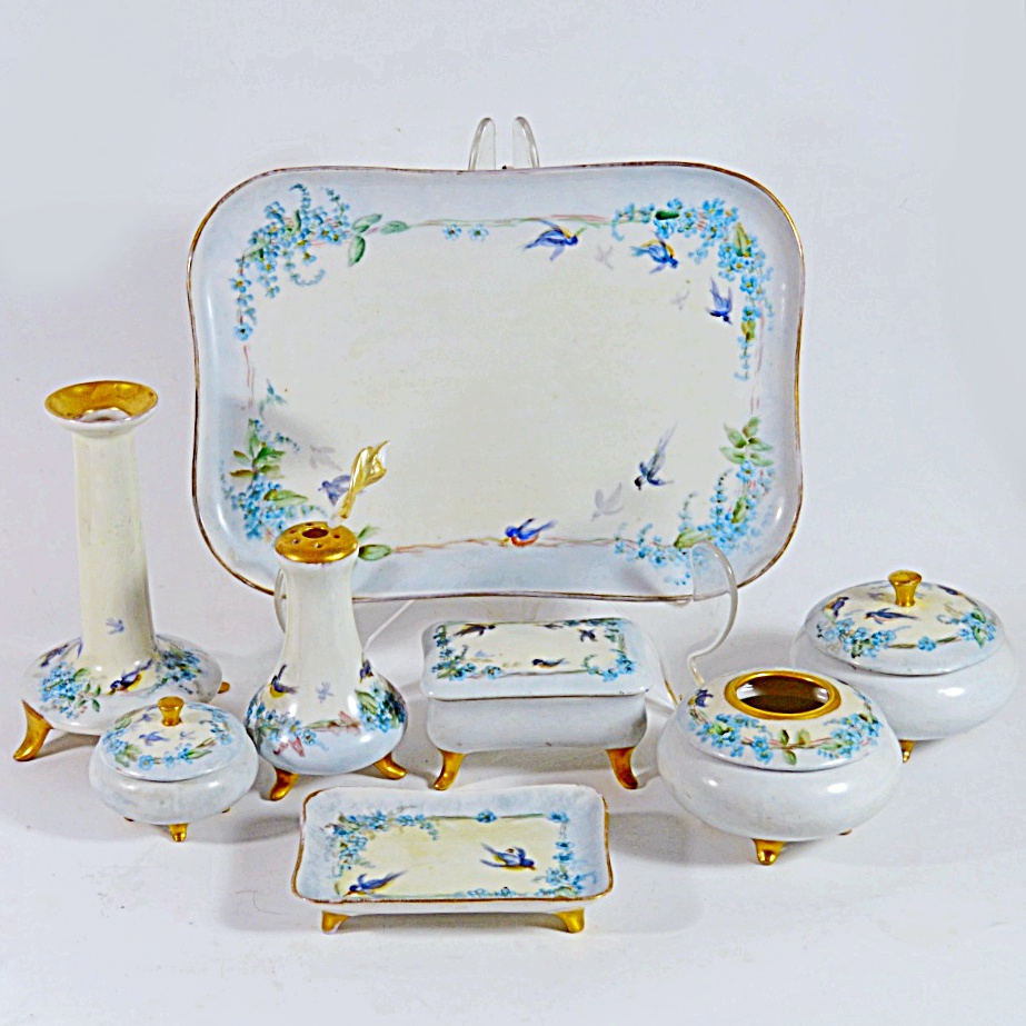 Antique Hand Painted French Limoges Porcelain Dresser Set