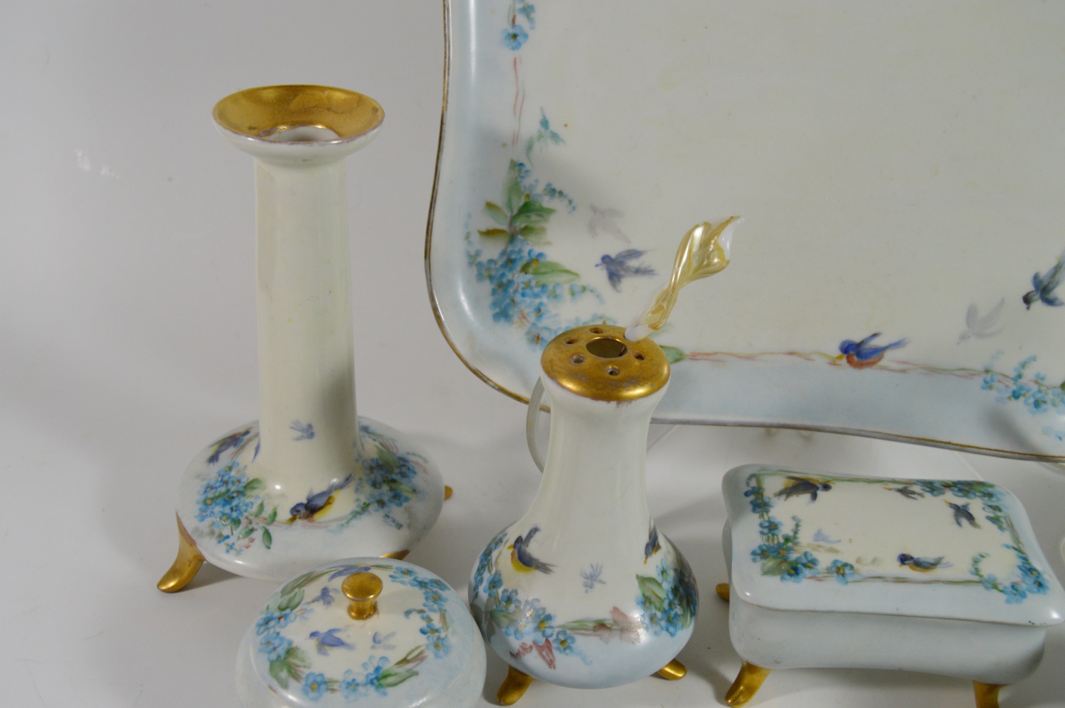 Antique Hand Painted French Limoges Porcelain Dresser Set