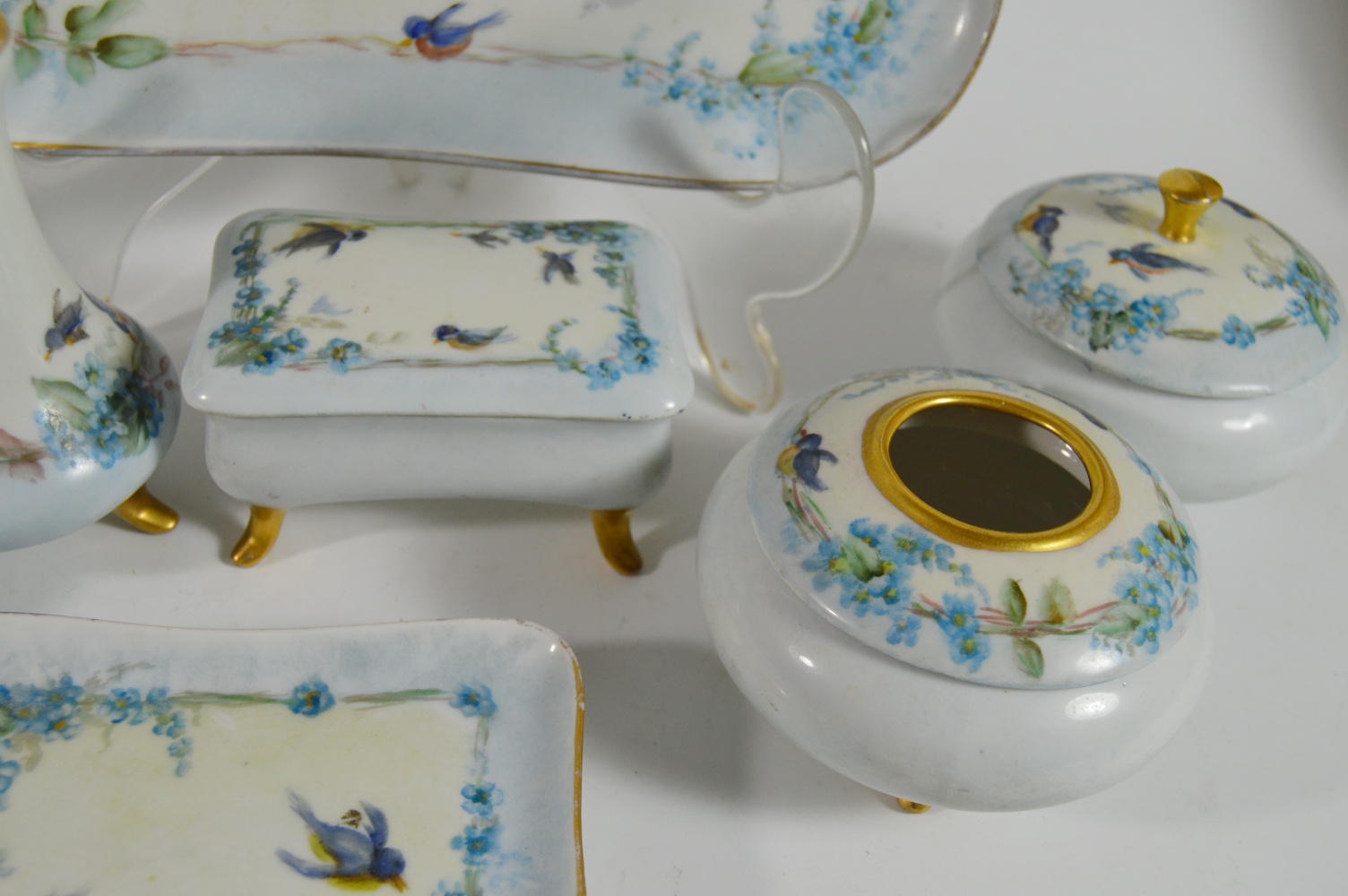 Antique Hand Painted French Limoges Porcelain Dresser Set