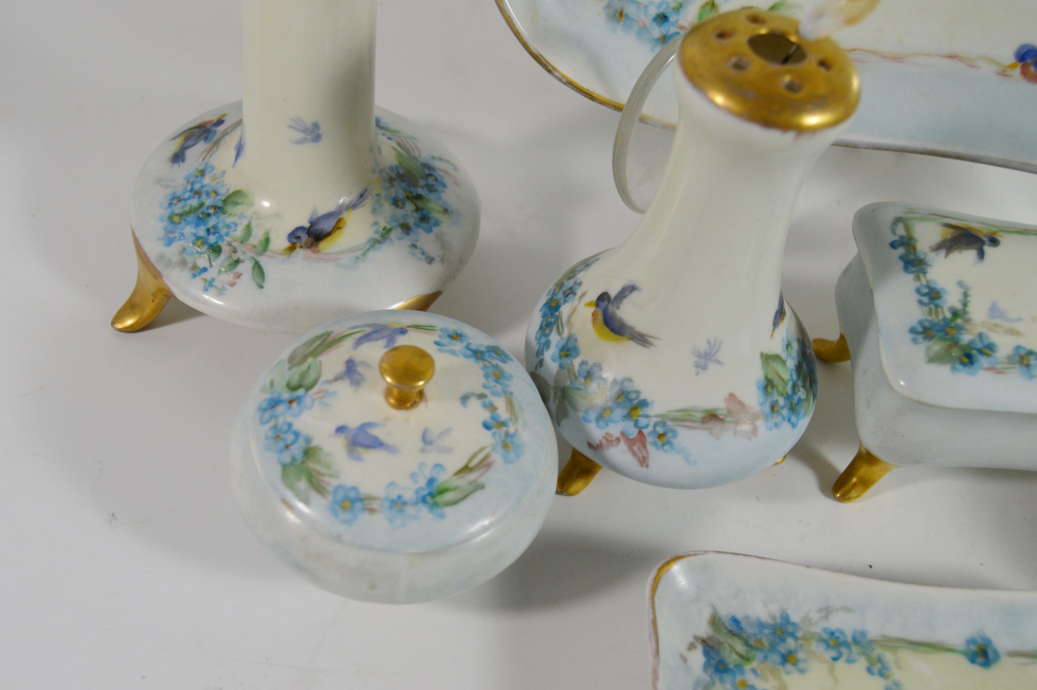 Antique Hand Painted French Limoges Porcelain Dresser Set