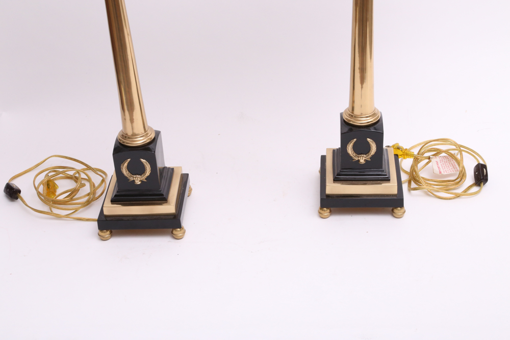 Pair of Frederick Cooper Brass Candlestick Lamps