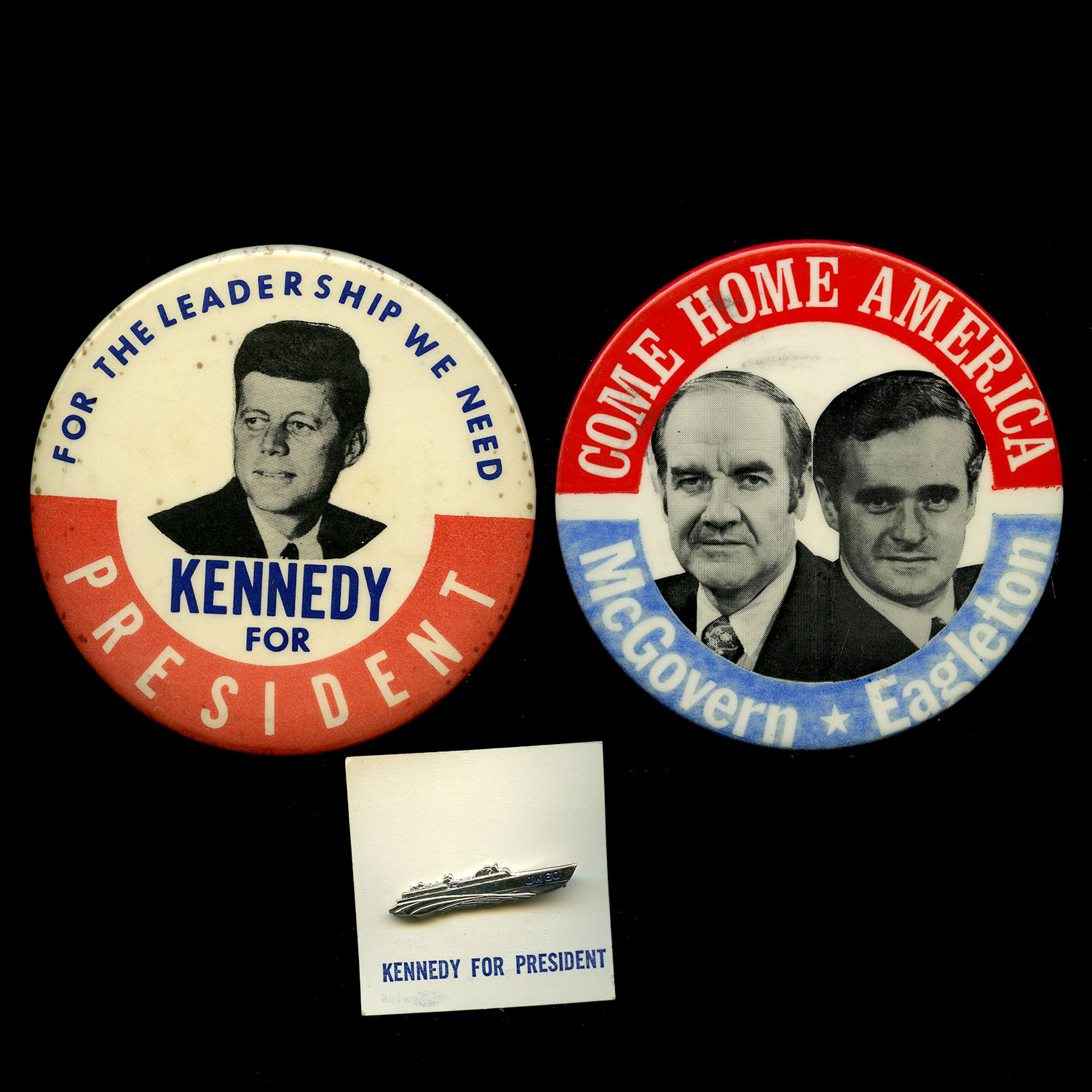John F. Kennedy and George McGovern Presidential Campaign Buttons