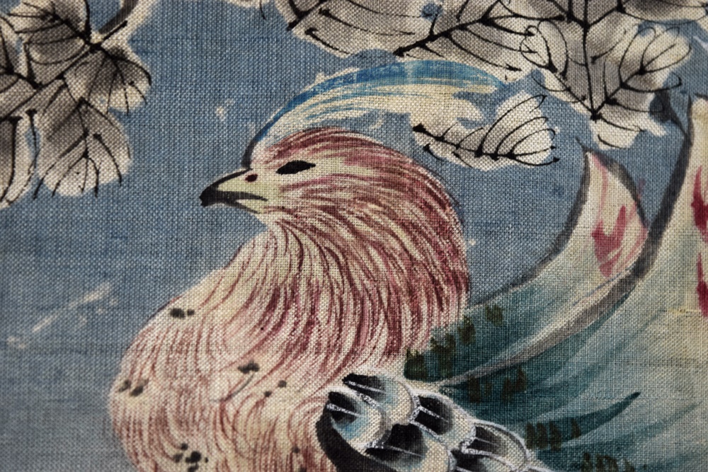 Japanese Meiji Period (circa 1900) Hand Painted Silk Katzome, Child's Kimono in Pale Blue