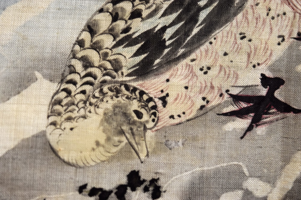 Japanese Meiji Period (circa 1900) Hand Painted Silk Katzome, Child's Kimono in Pale Blue