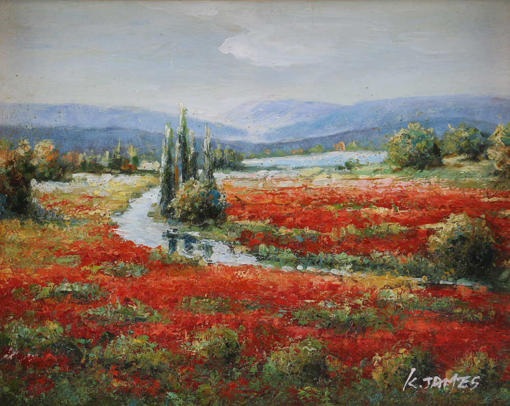 K. James Signed Oil Landscape