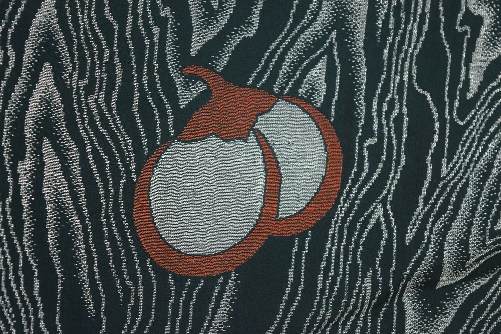 Showa Period Urushi Metalic Faux Bois Kimono