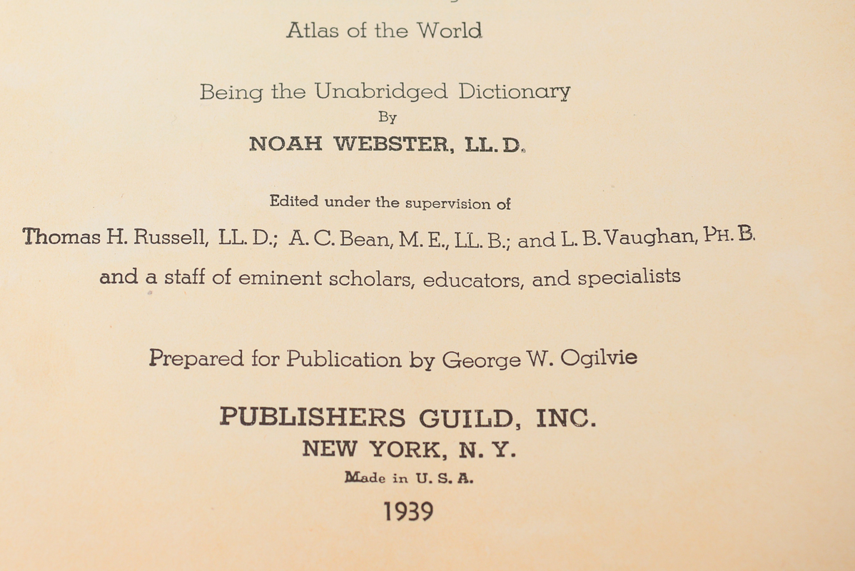 1939 Webster's Twentieth Century Dictionary