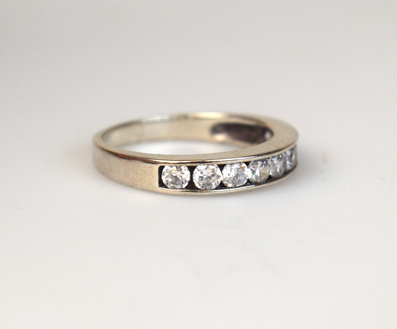 Cubic Zirconia and Sterling Silver Band Ring