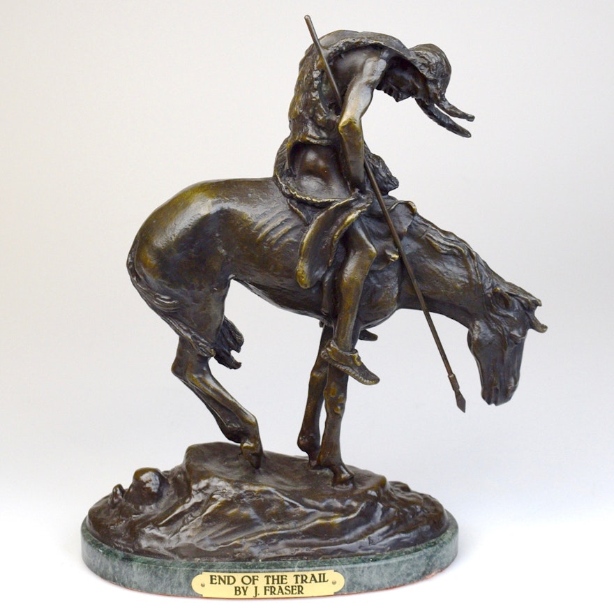 J. Fraser 'End of the Trail' Bronze Reproduction Sculpture