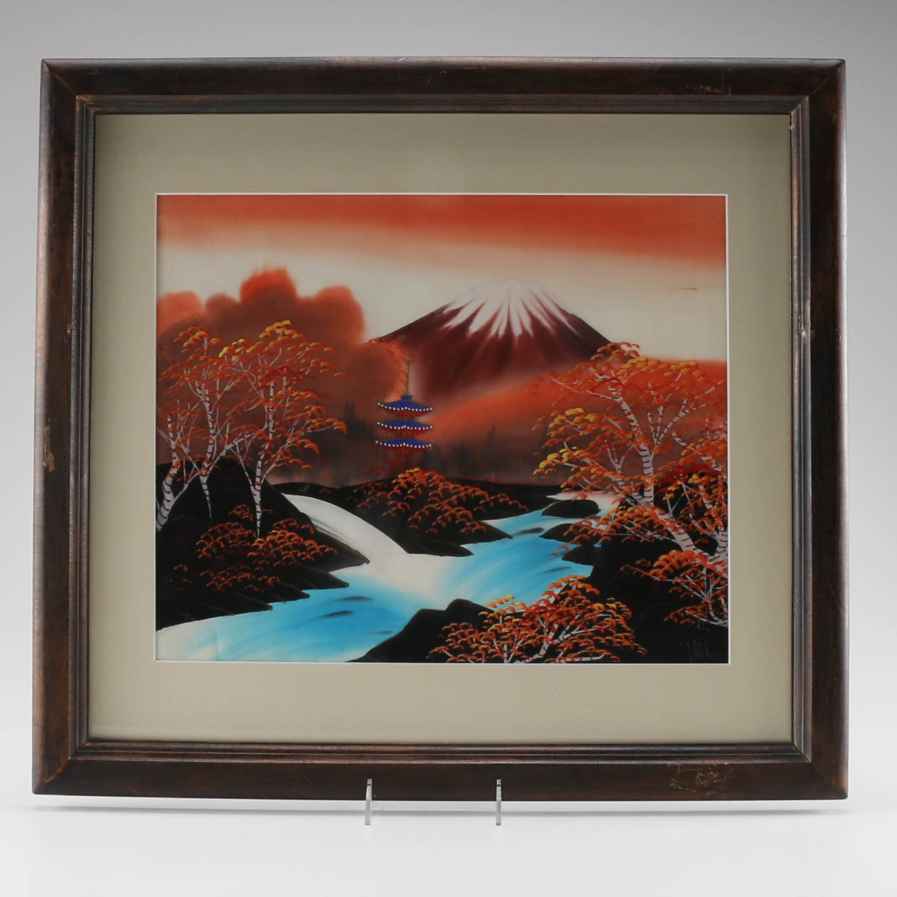 Signed Original Mt. Fuji Oil on Silk
