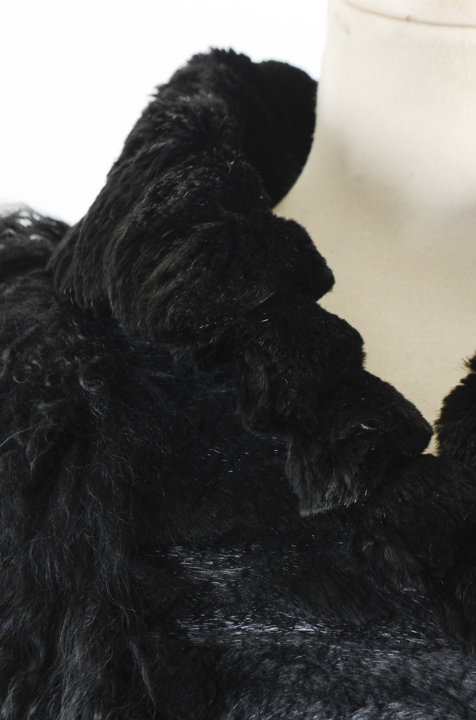 Revillon Black Mongolian Lamb Fur Coat