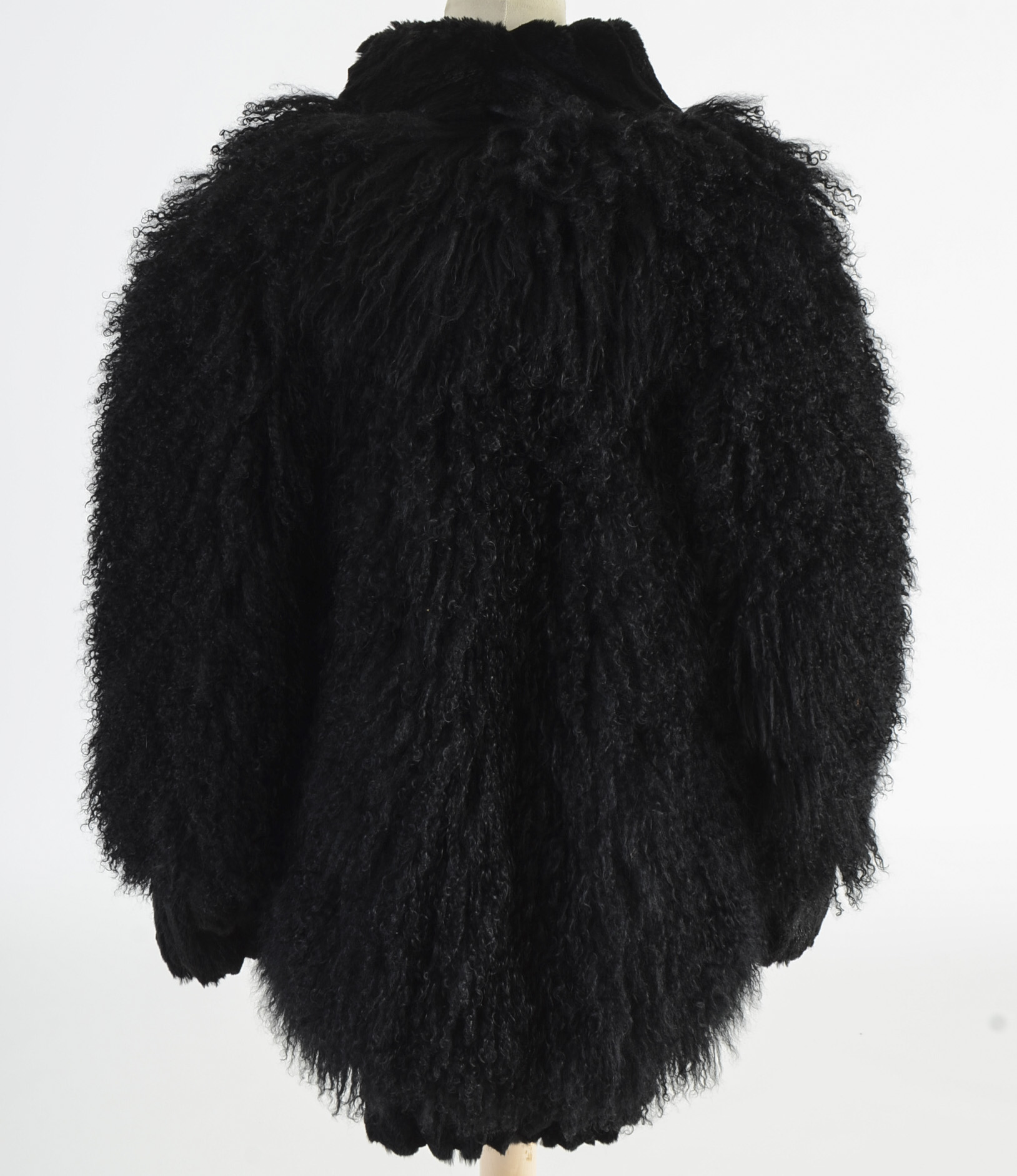 Revillon Black Mongolian Lamb Fur Coat