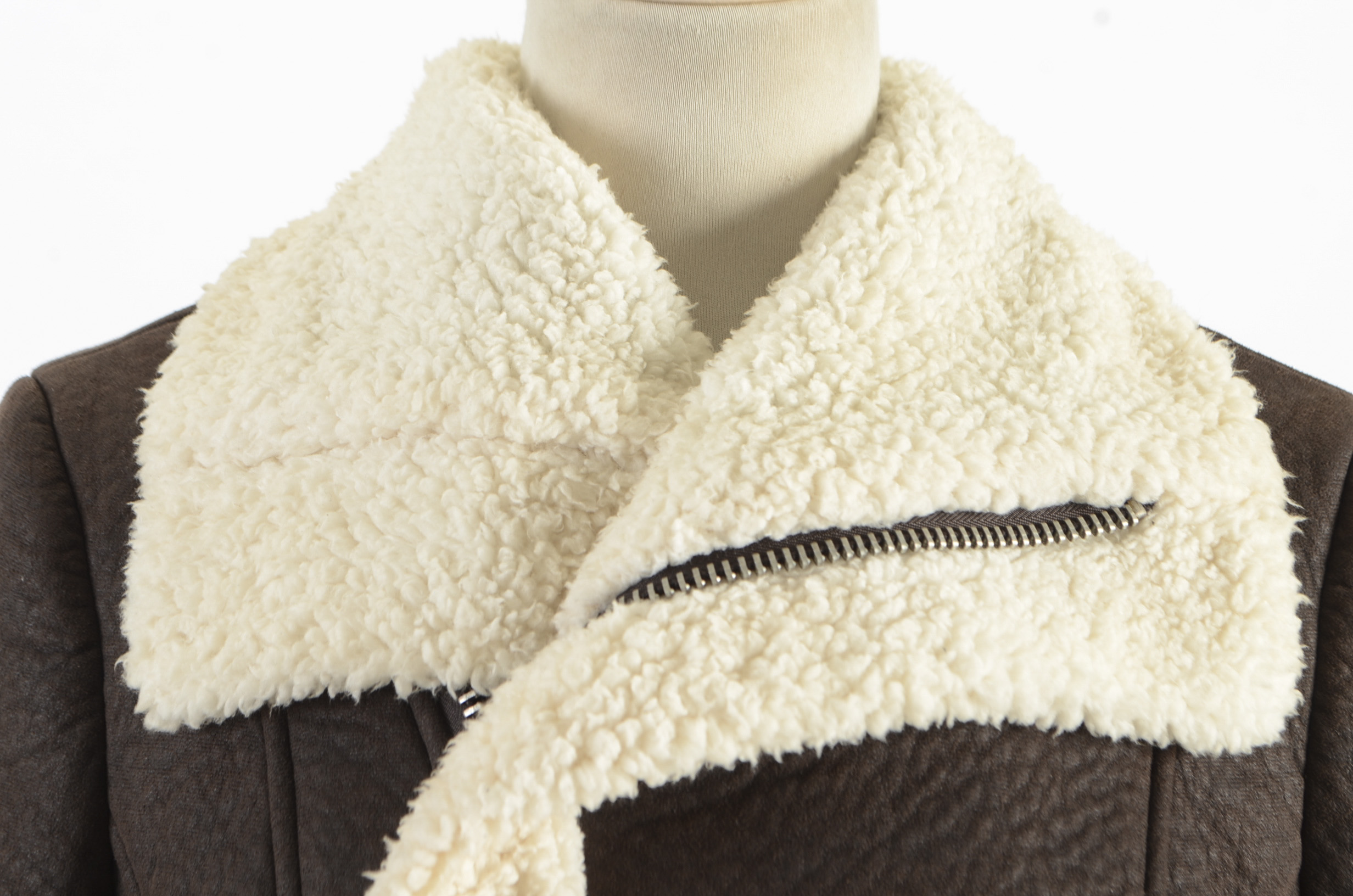 Brown Faux Shearling Bomber Style Jacket