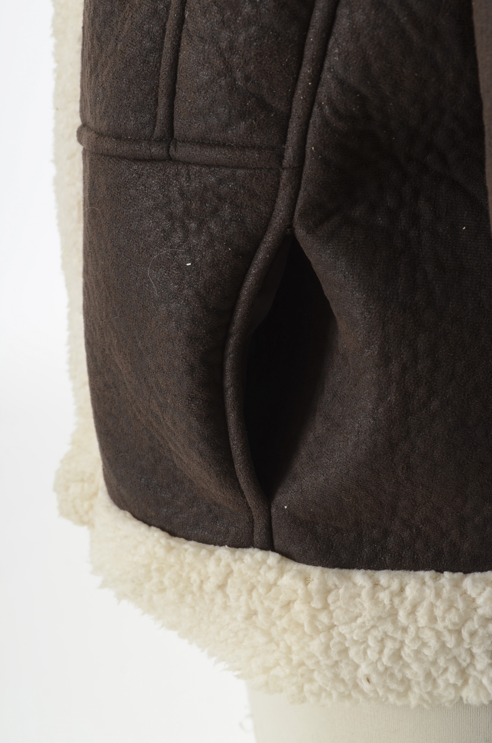 Brown Faux Shearling Bomber Style Jacket