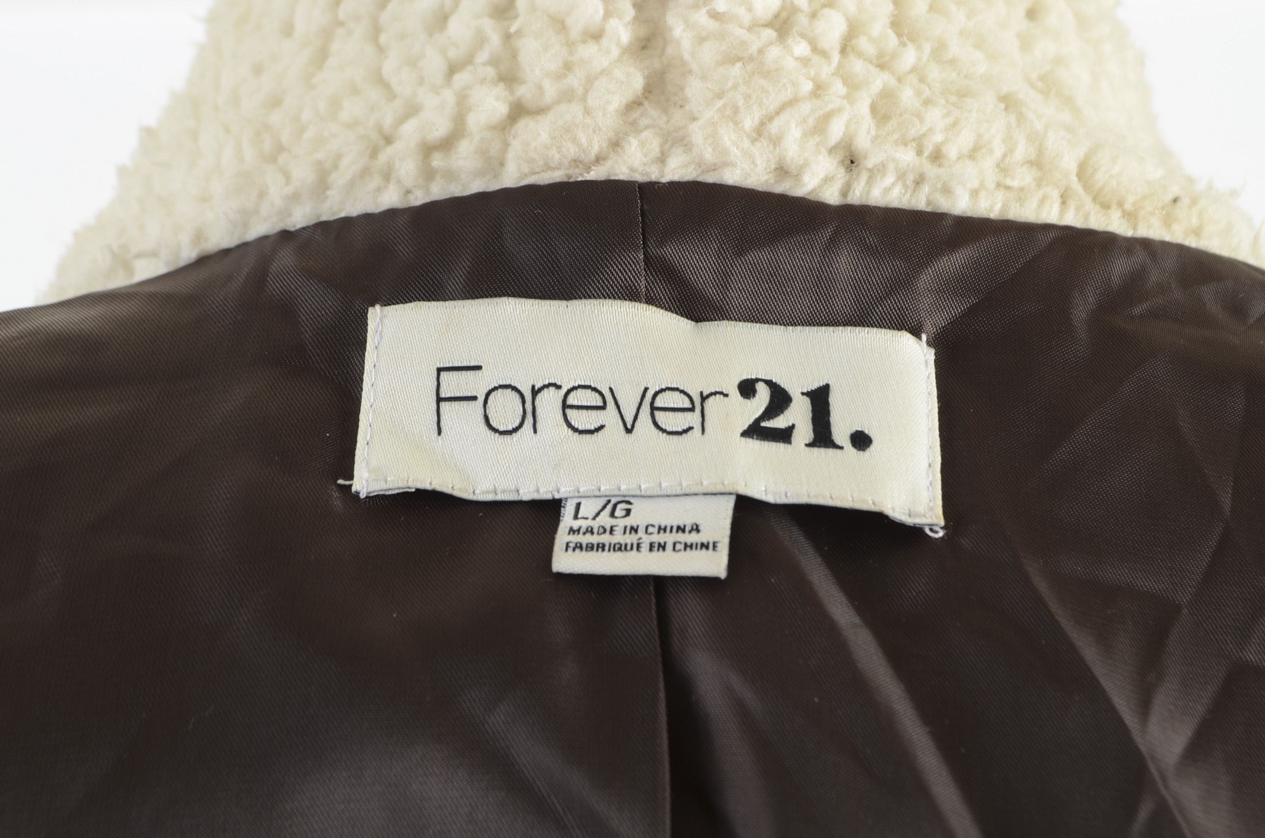 Brown Faux Shearling Bomber Style Jacket