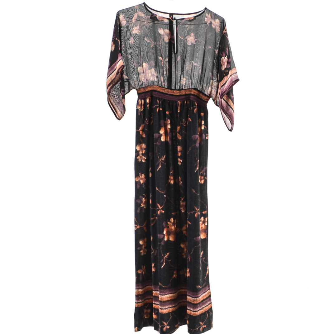 1970s Vintage Goldworm Silk and Merino Wool Maxi Dress