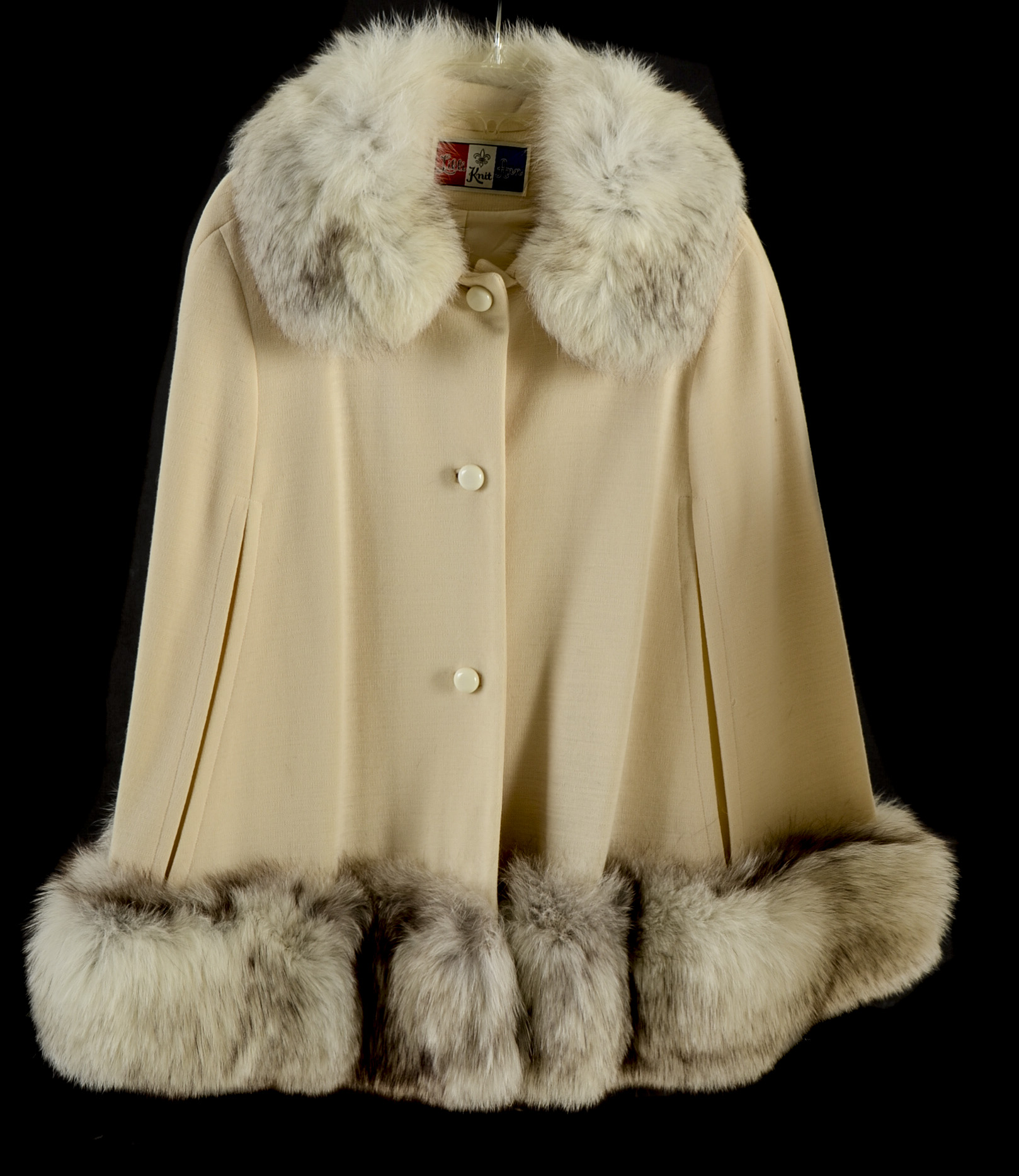 1960s Vintage Lilli Ann Knit Three Piece Ensemble with Blue Fox Trim