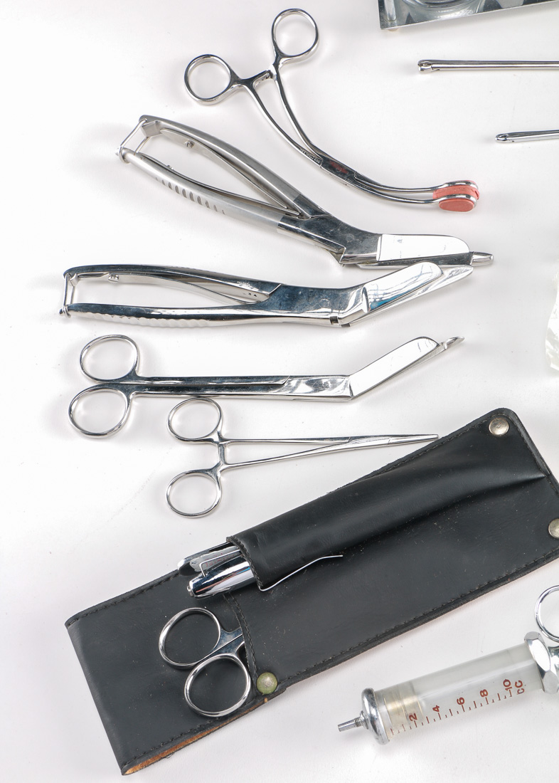 Black Leather Doctor Bag with Supplies