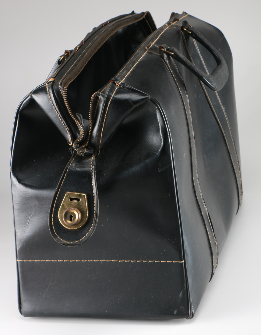 Black Leather Doctor Bag with Supplies