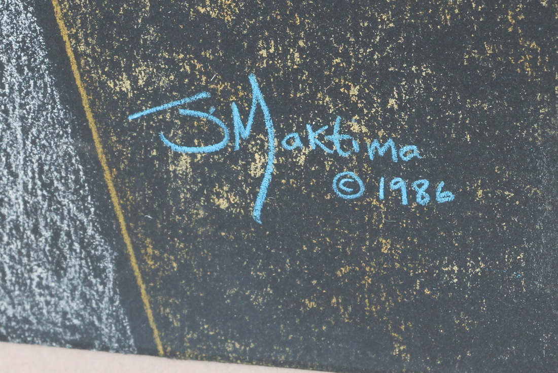 Joe Maktima 1986 Signed Original Pastel Geometric Abstract