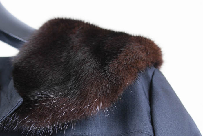 Prada Black Trench Coat with Fur Collar