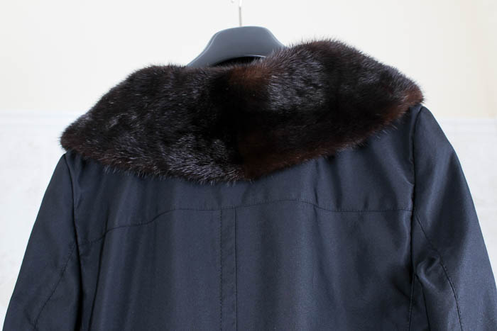 Prada Black Trench Coat with Fur Collar