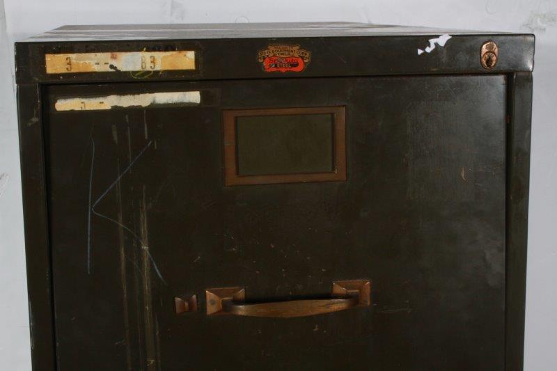 Vintage Security Steel Equipment Corporation Green Metal Filing Cabinet