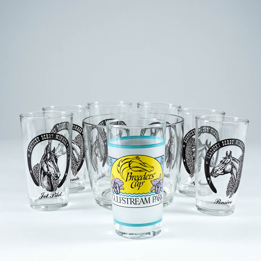 Vintage Derby Winners Ice Bucket and Six Tumbler Set