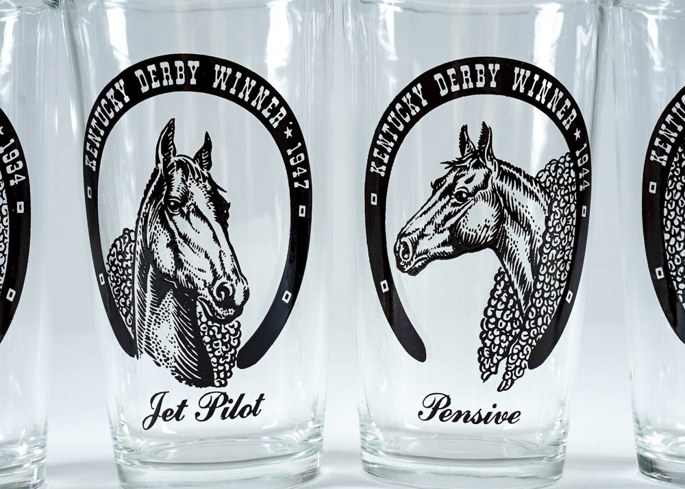 Vintage Derby Winners Ice Bucket and Six Tumbler Set