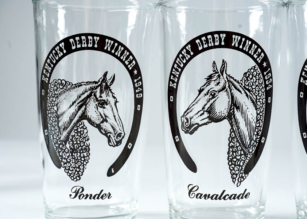Vintage Derby Winners Ice Bucket and Six Tumbler Set