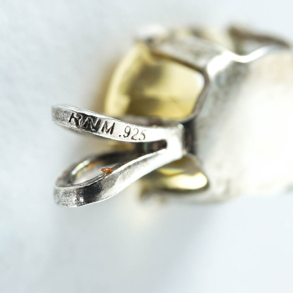 Amber-Yellow Stone and Sterling Silver Pendant Settings