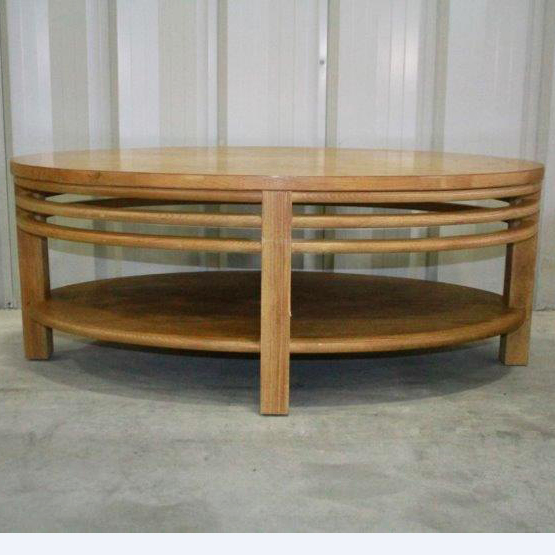 Late 20th Century Oval Coffee Table with Shelf