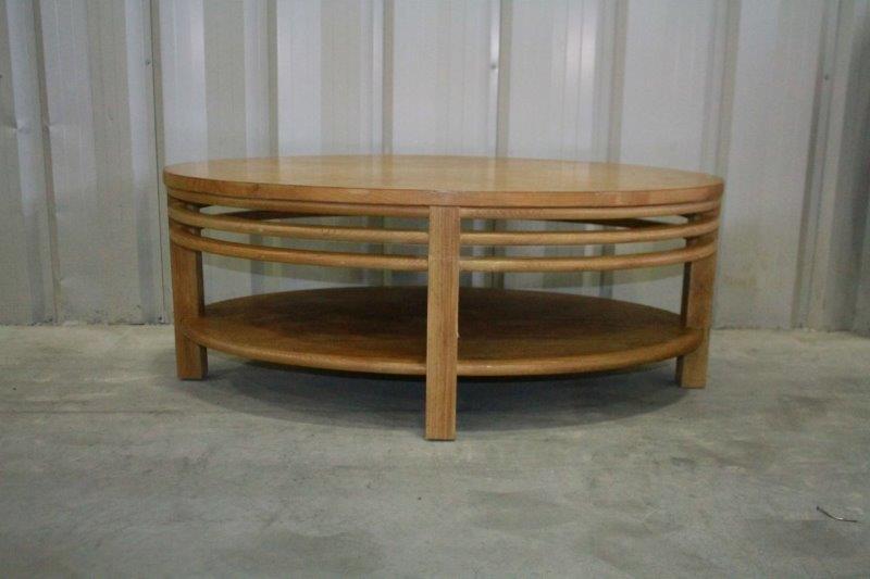 Late 20th Century Oval Coffee Table with Shelf