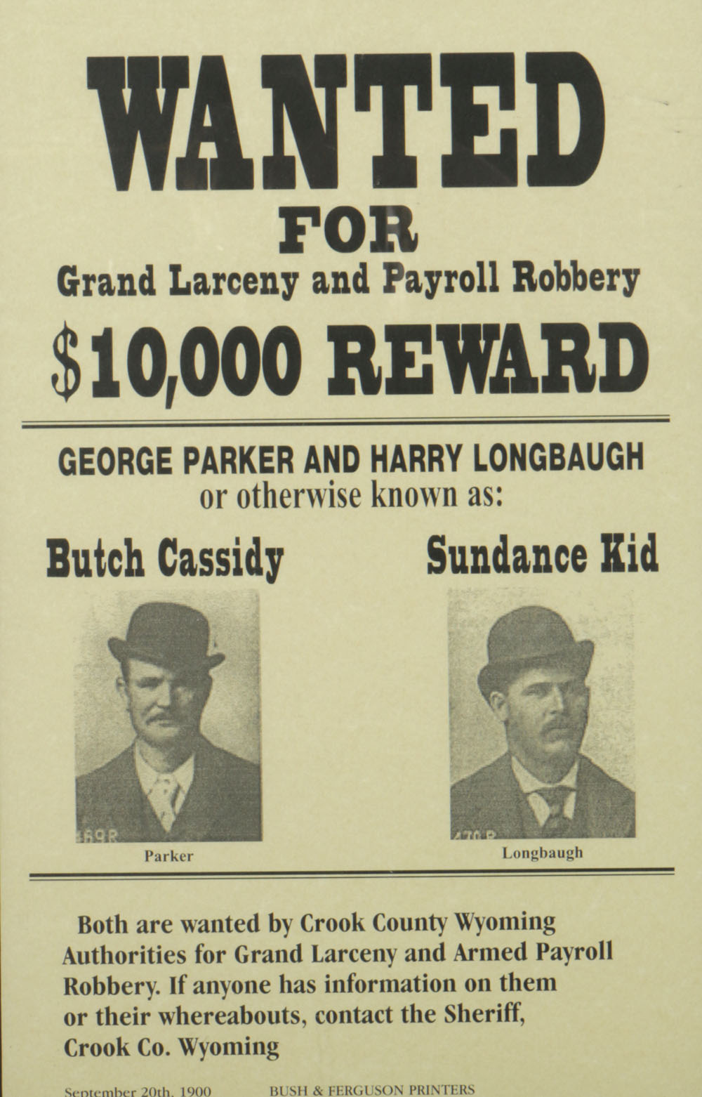 Butch Cassidy And Sundance Kid Wanted Poster
