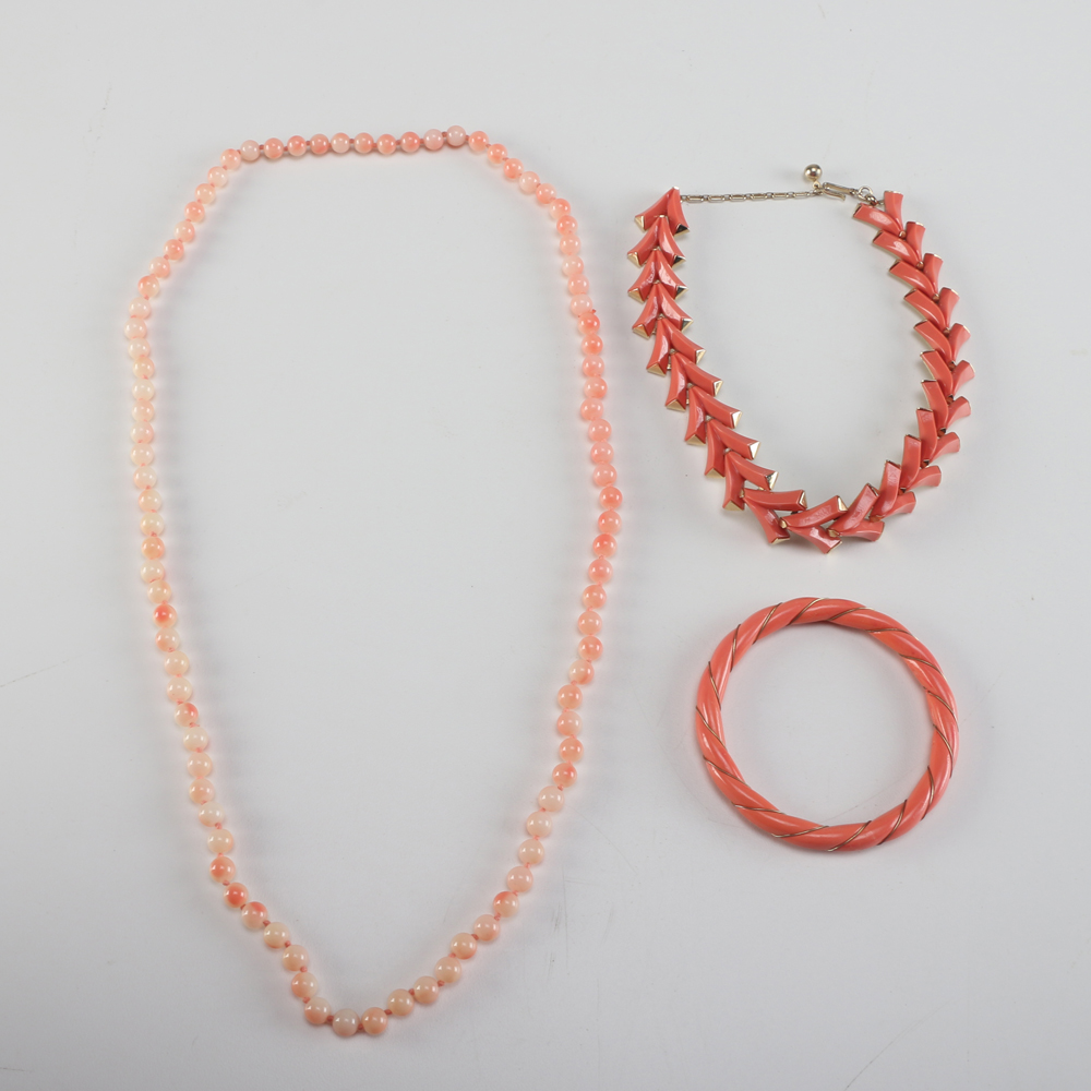 Assemblage of Salmon and Pink Costume Jewelry