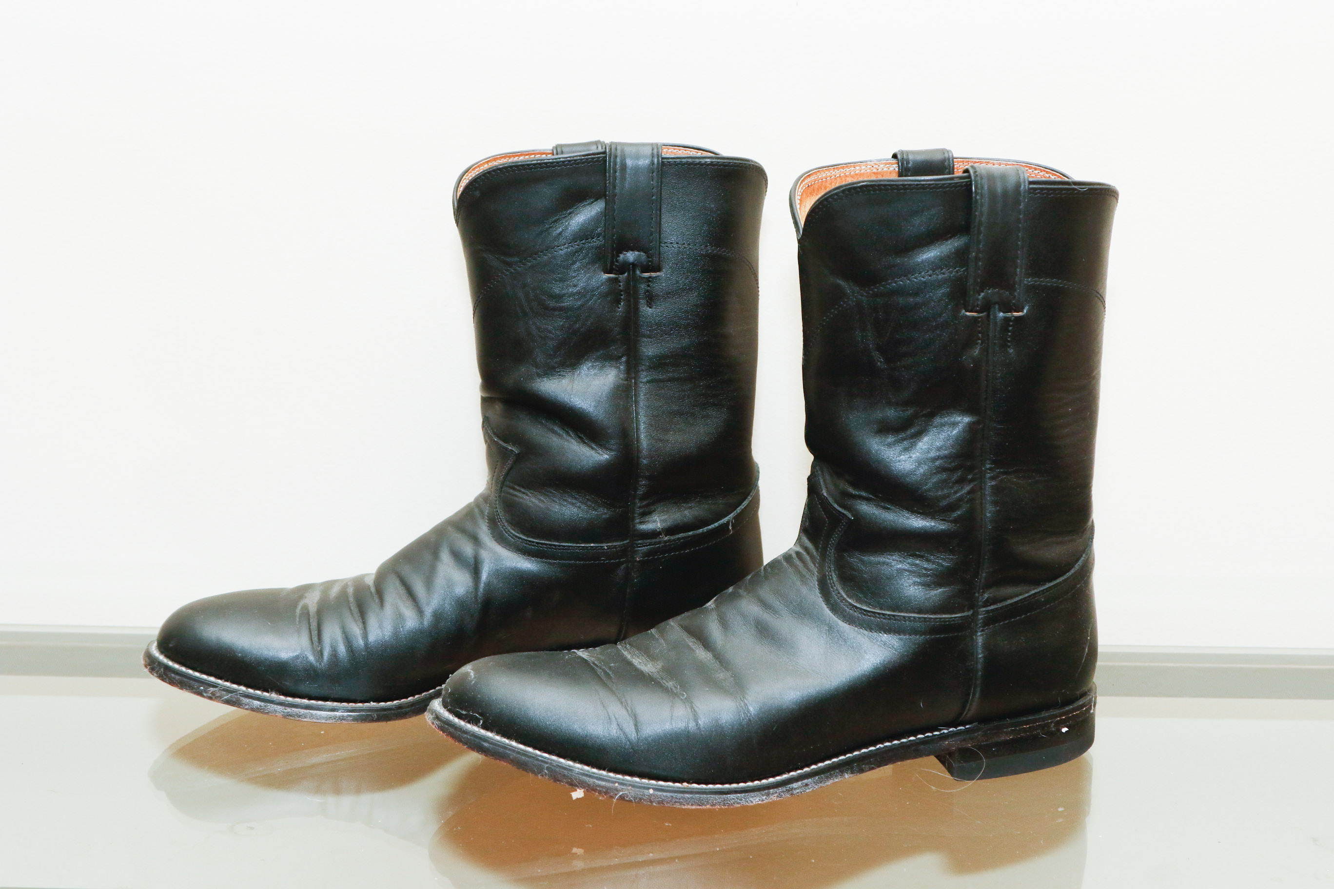 Men's Black Kipskin Roper Boots by Justin, Size 13