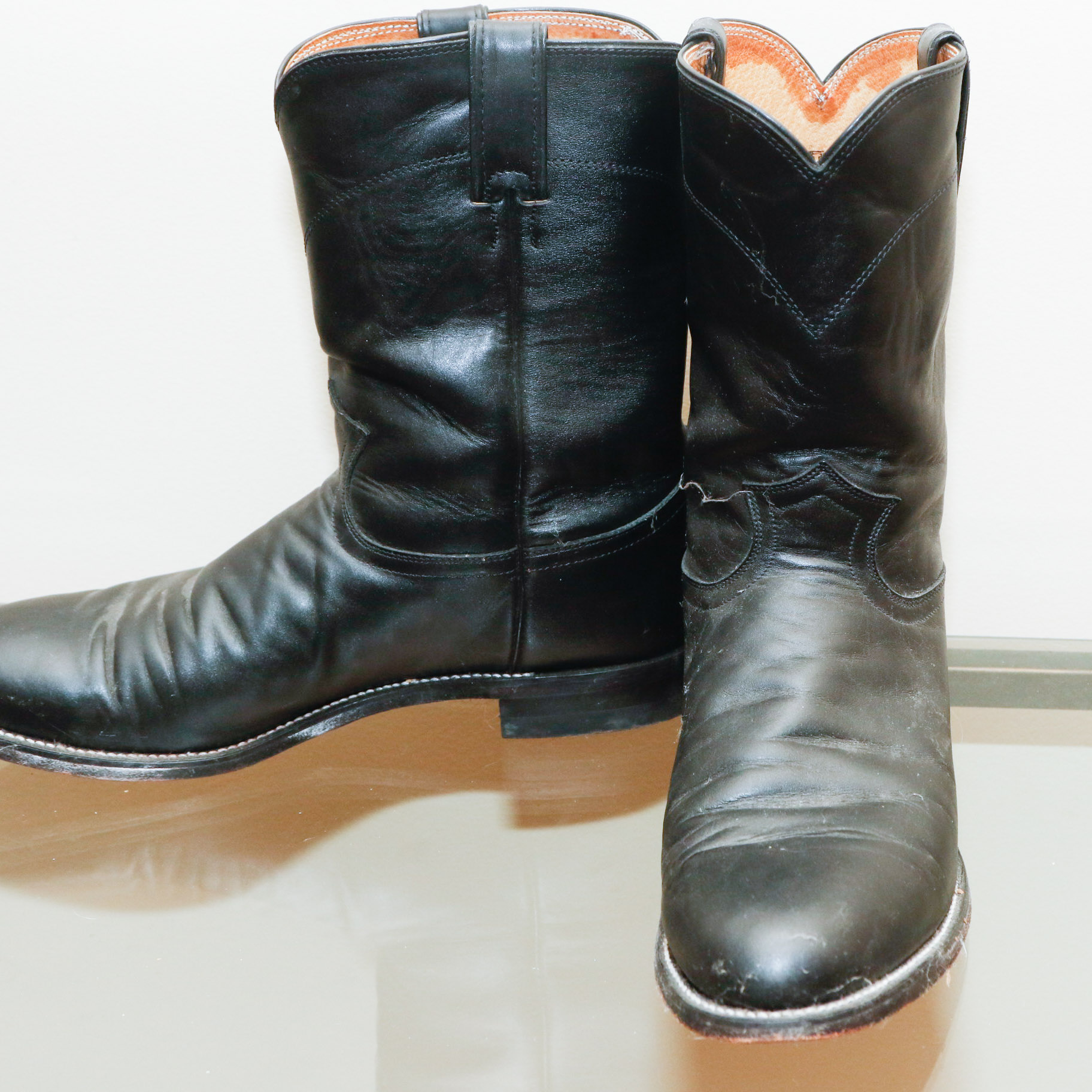 Men's Black Kipskin Roper Boots by Justin, Size 13