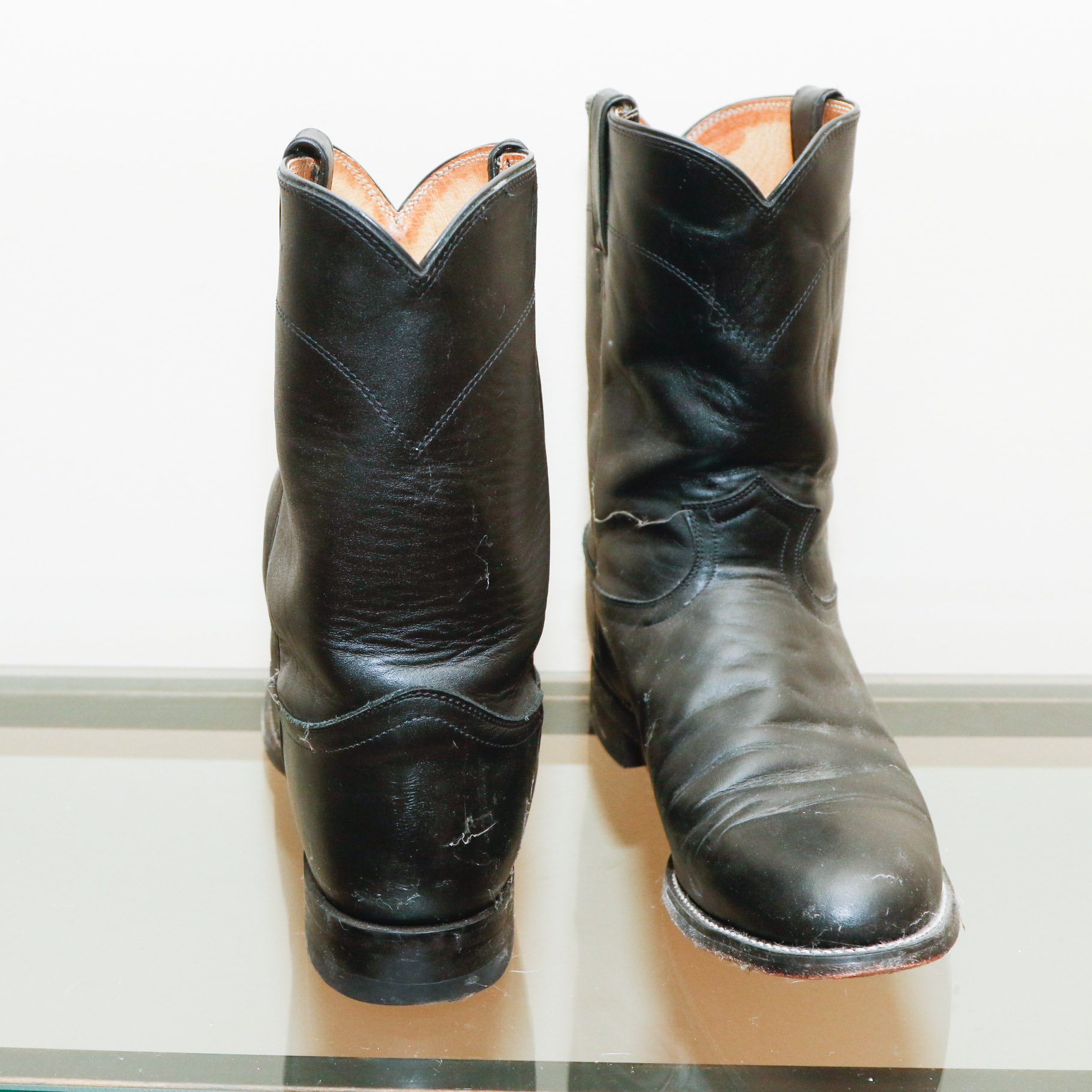 Men's Black Kipskin Roper Boots by Justin, Size 13