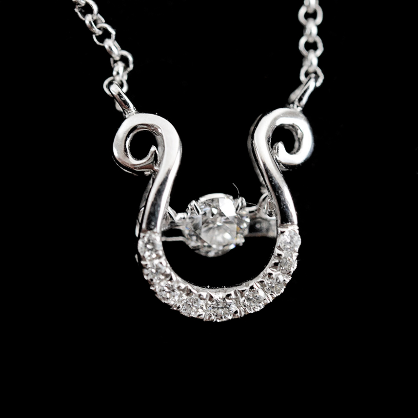 "The Rhythm" 14K White Gold and Diamond Lyre Pendant Necklace