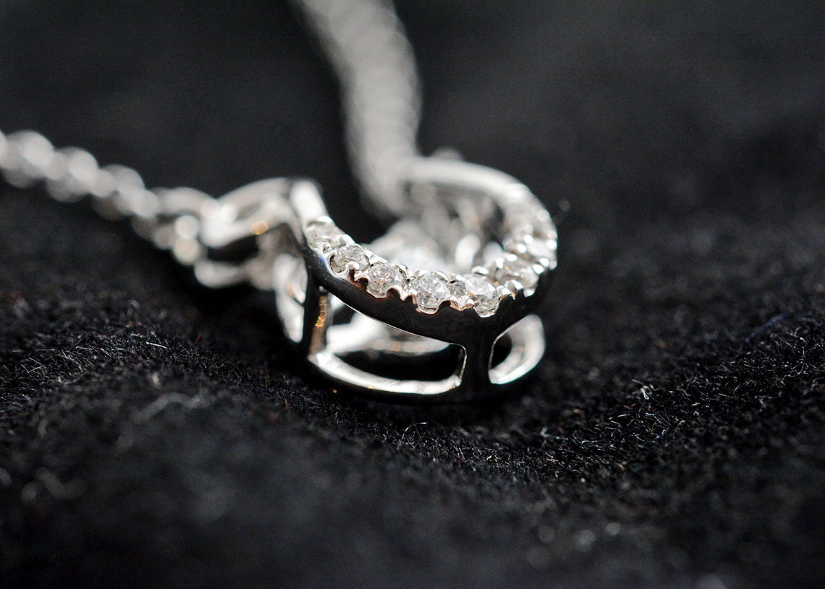 "The Rhythm" 14K White Gold and Diamond Lyre Pendant Necklace