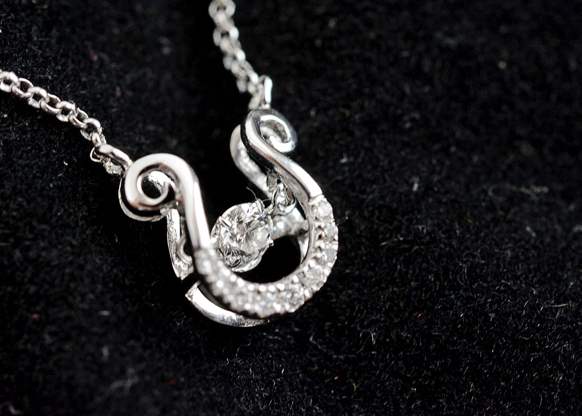 "The Rhythm" 14K White Gold and Diamond Lyre Pendant Necklace