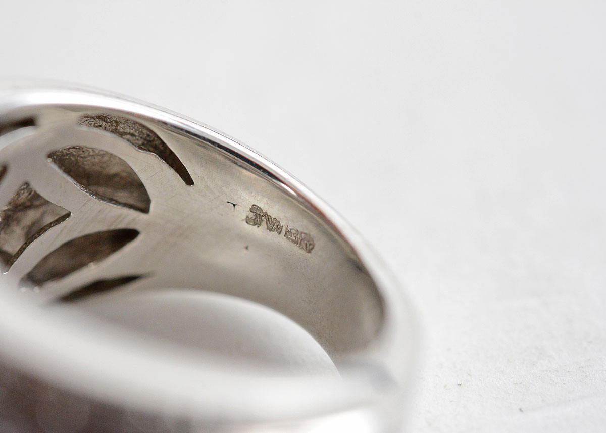 Sterling Silver and Diamond Dome Ribbed Ring