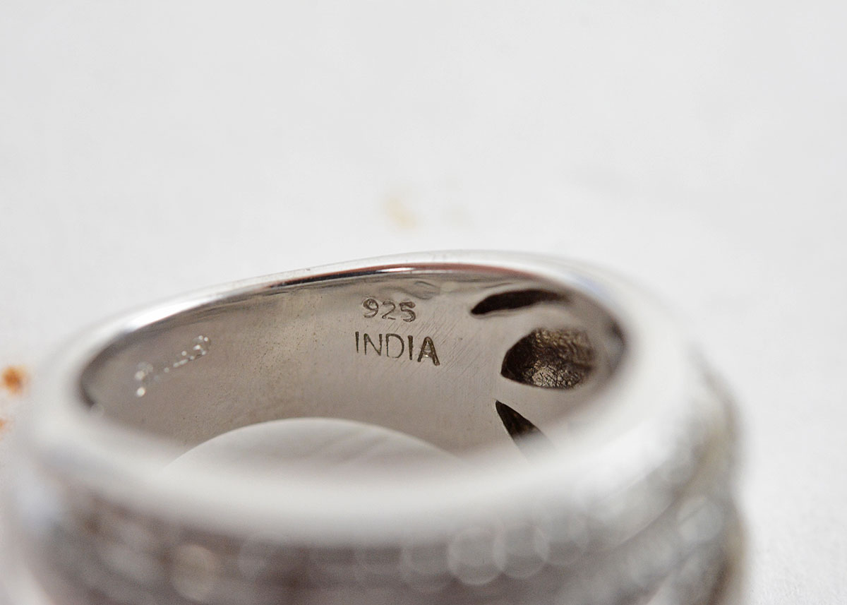 Sterling Silver and Diamond Dome Ribbed Ring