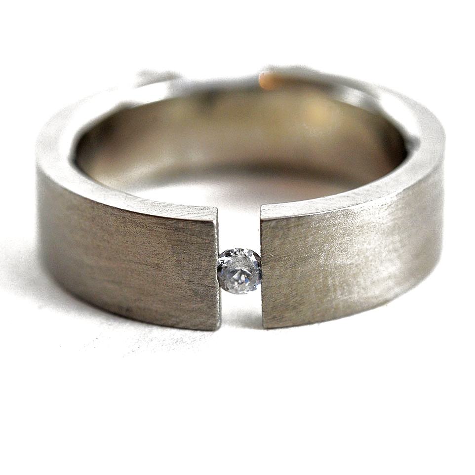 Men's Stainless Steel Ring with Cubic Zirconia