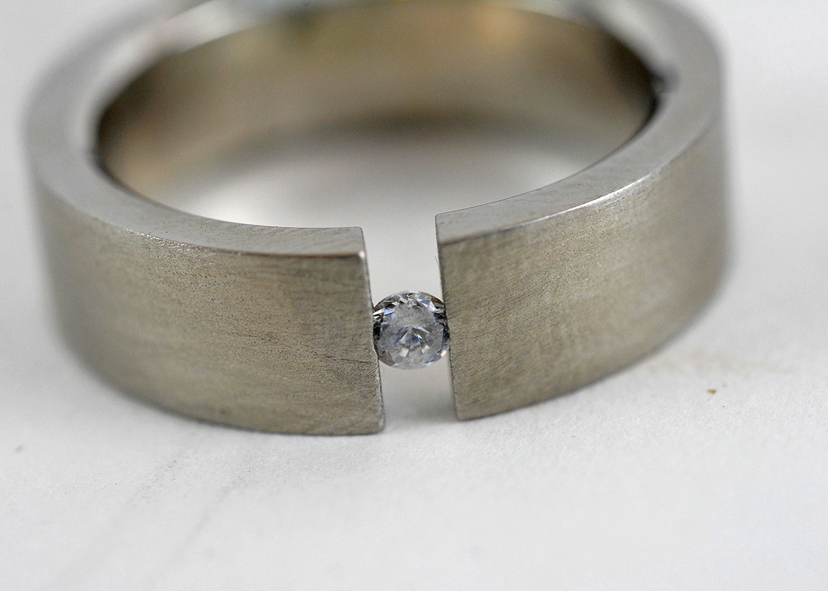 Men's Stainless Steel Ring with Cubic Zirconia