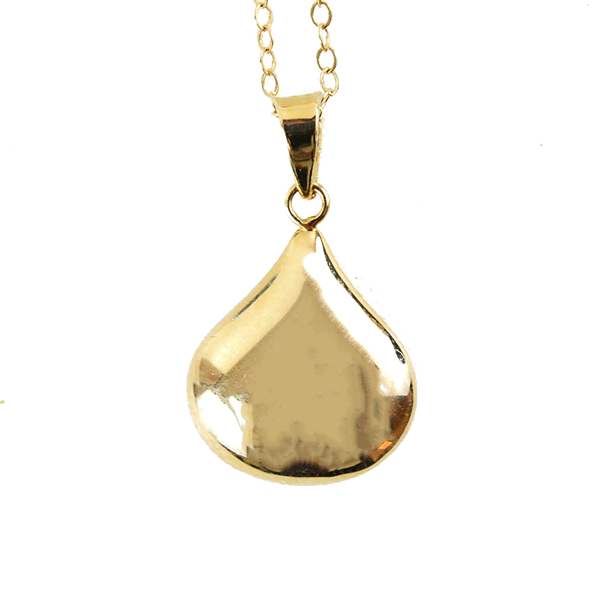 14K Yellow Gold Necklace with Teardrop Pendant