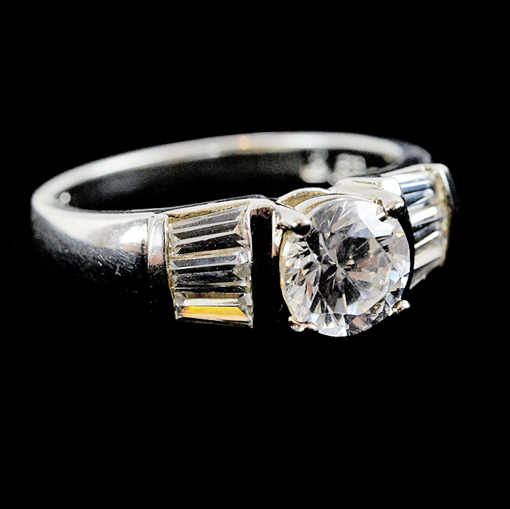 Sterling Silver and Cubic Zirconia Engagement Ring